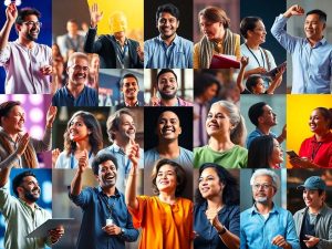 Oameni inspiraționali realizând diverse activități.